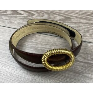 Terry Stack Women's Snake Print Leather Hook And Loop Belt Brown